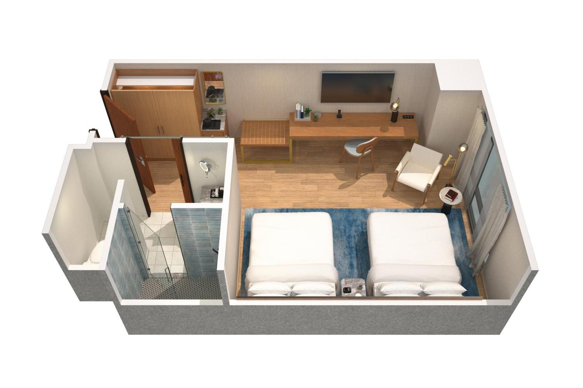 Queen Room with Two Queen Beds and Skyline View - Hearing Accessible